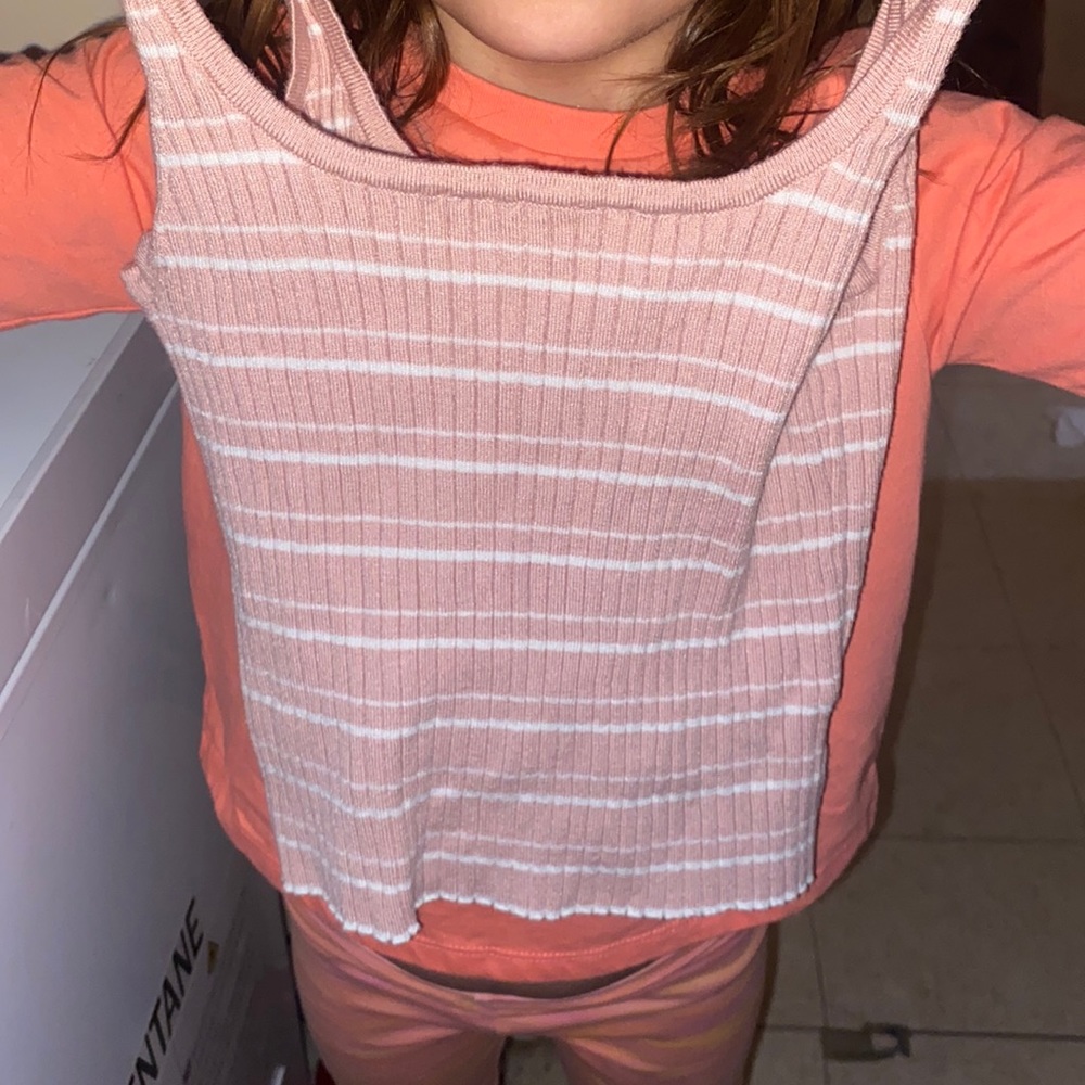 Pink and white striped crop top